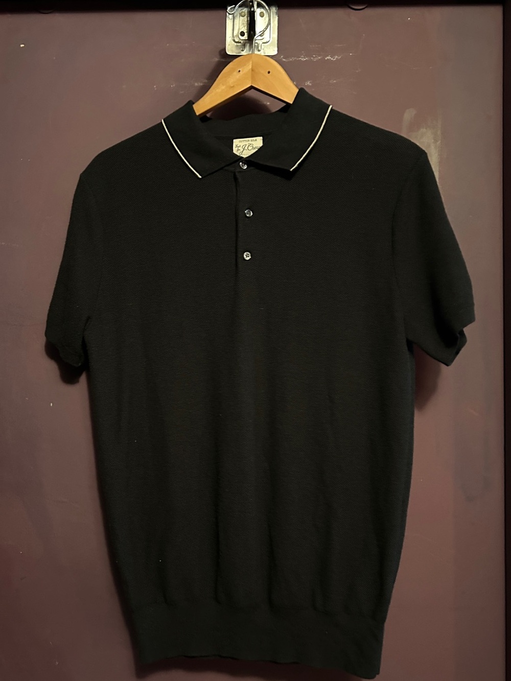 J. Crew Black Polo with White Piping Collar